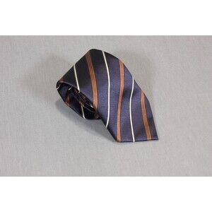 ERMENEGILDO ZEGNA Men's 100% Silk Necktie ITALY Luxury STRIPED Blue 3.25" Wide